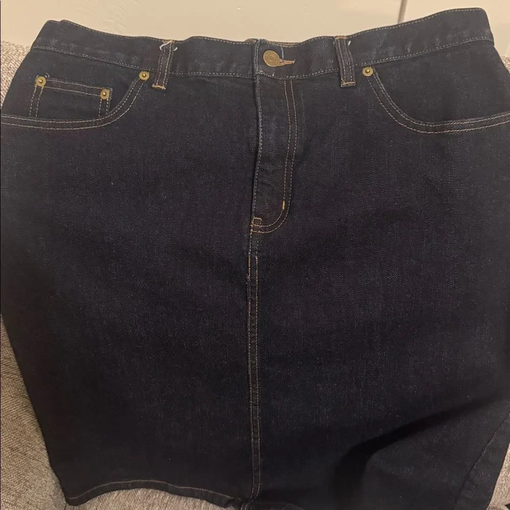 LRL Lauren Jeans CO. Ralph Lauren Dark Wash Blue Denim Skirt Women’s Size 14 EUC